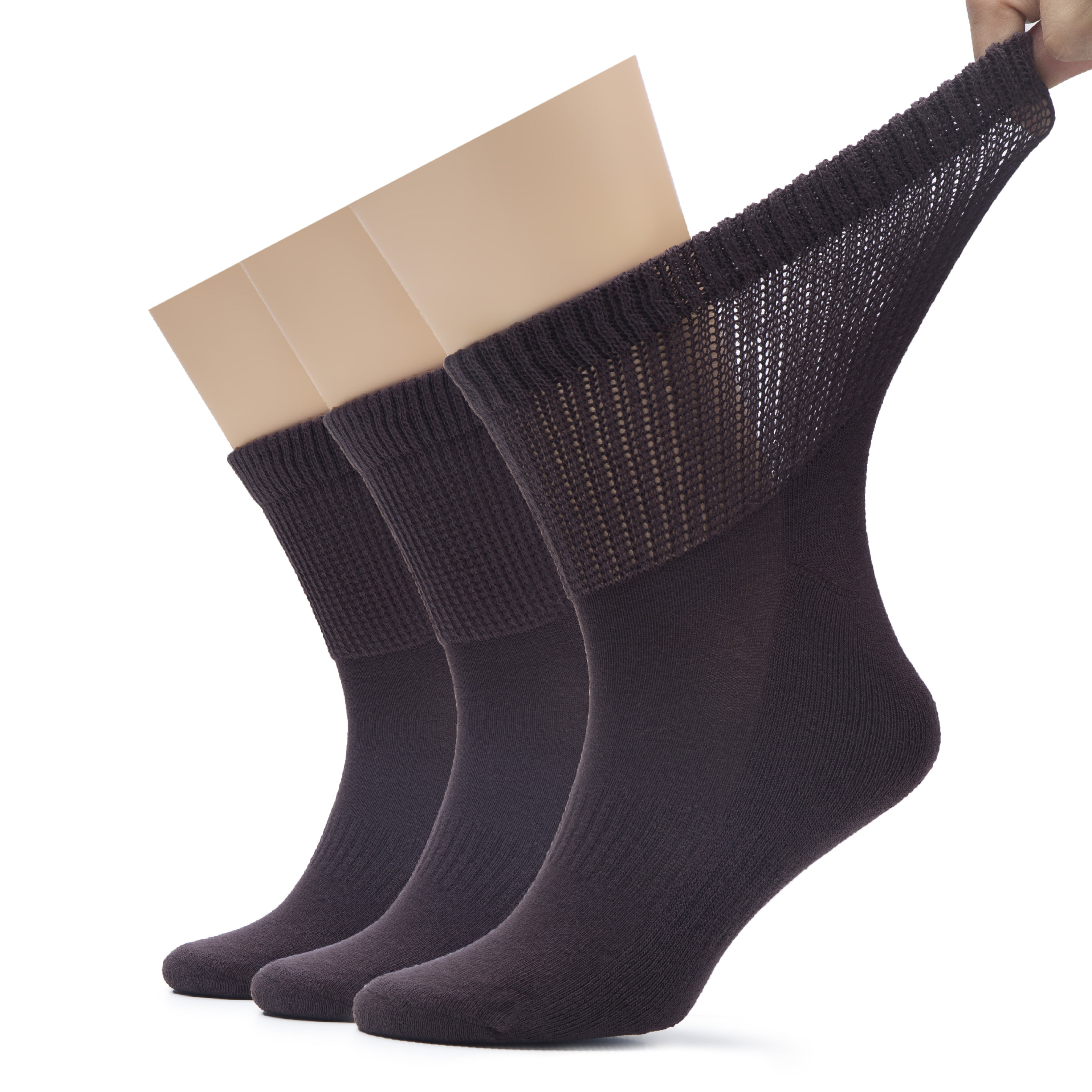 New Gray Men Diabetic Ankle Quarter Circulatory Health Socks Cotton Size 9-15 