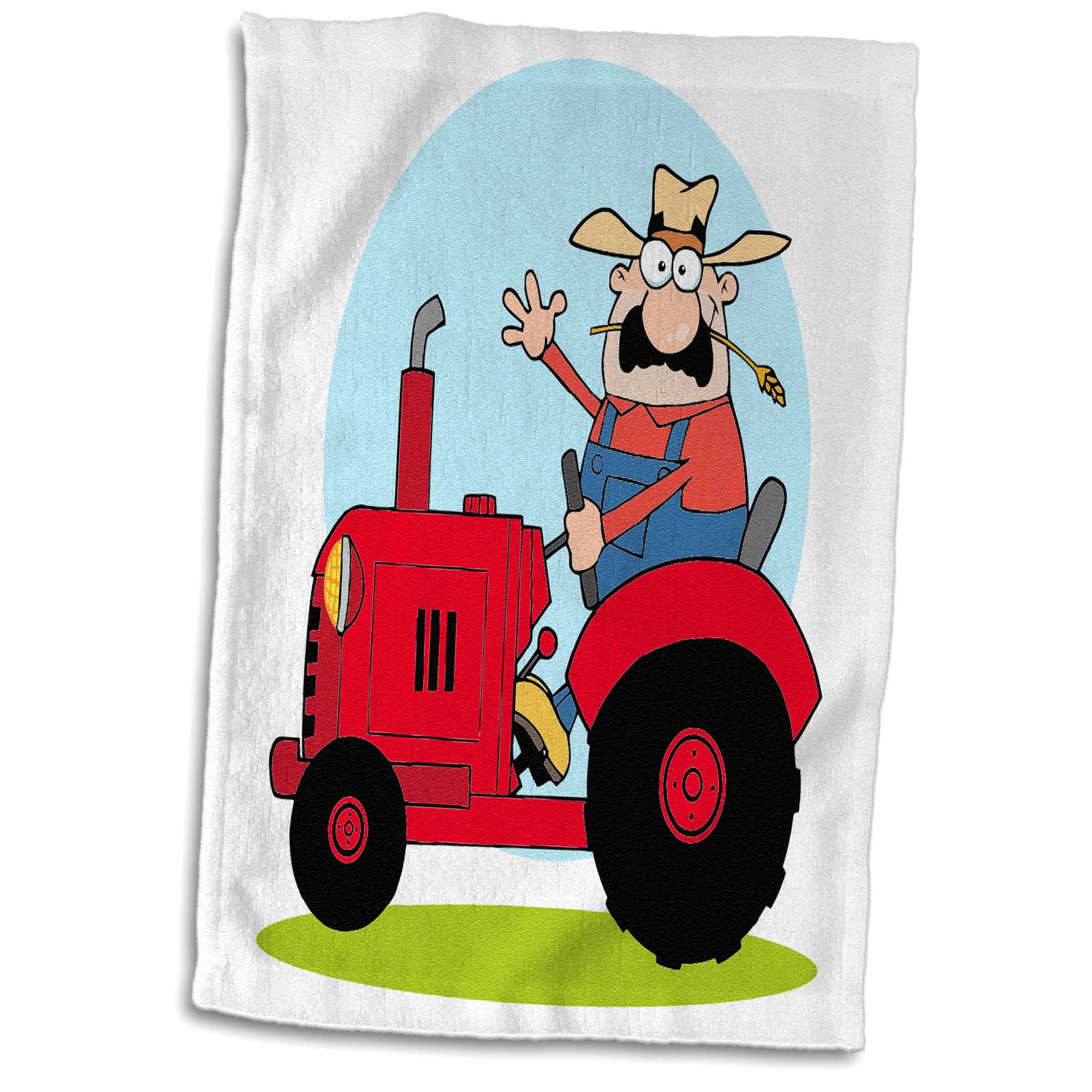3dRose Cartoon Farmer Riding A Red Tractor - Towel, 15 by 22-inch - 3dRose Cartoon Farmer Riding A Red Tractor - Towel, 15 by 22-inch -
