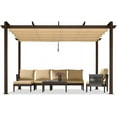 thumbnail image 4 of PURPLE LEAF Pergola 10' X 13' Outdoor Retractable Pergola Canopy with Sun Shade Canopy Patio Metal Shelter Gazebo for Garden Porch Beach, Beige, 4 of 10