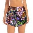 thumbnail image 4 of Lsque Vintage Floral Printed Women's Running Shorts with Liner Pockets,Elastic Quick Dry Workout Athletic Gym Yoga Shorts,Womens High Waist Shorts-Small, 4 of 9