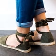 thumbnail image 6 of ZTTD Womens Flat Lace-Up Summer Holiday Sandals Shoes Strap Shoes Army Green, 6 of 8