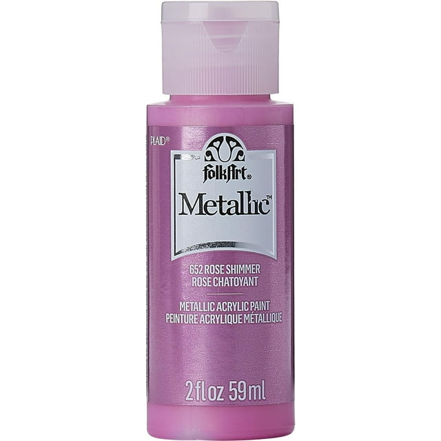 Folkart Metallic Acrylic Paint Rose, 2 fl oz