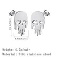 thumbnail image 3 of Melted Skull Stud Earrings Halloween Studs Skull Jewelry Day of the Dead Earrings Gothic Studs Punk Earrings, 3 of 4