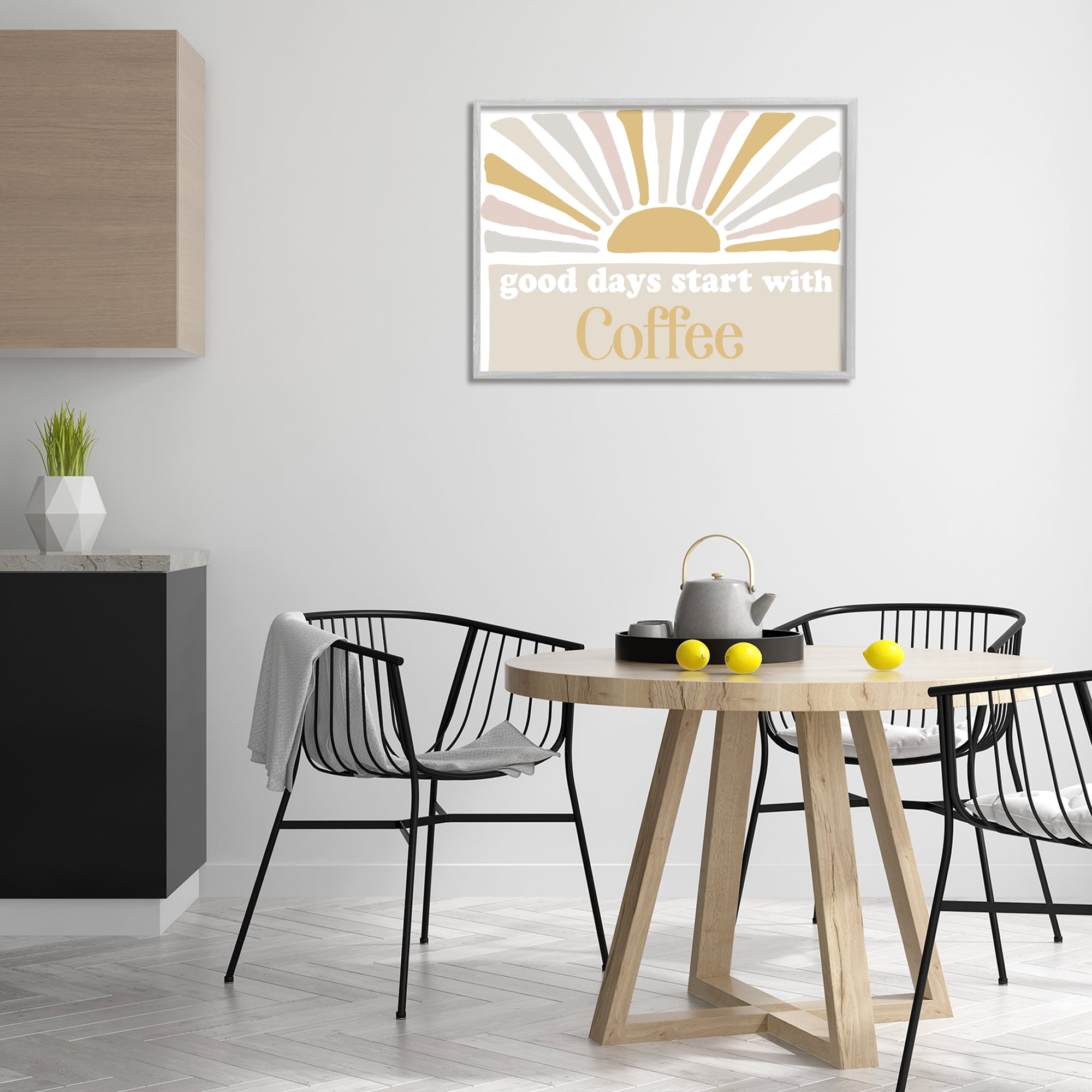 Stupell Industries Good Days Coffee Landscape Painting Gray Framed Art Print Wall Art, 30 x 20