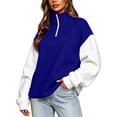 thumbnail image 3 of Womens Half Zip Up Hoodie, Color Blocking Fleece Oversized Cute Sweatshirt, Half-zip Zipper Hoodies for Women,Stand Collar Sweatshirts,Comfy Pullover with Pocket,Fall Clothes,Winter Outfits, 3 of 6
