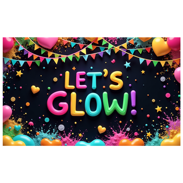 Neon Design Glow Banner Colorful Decoration Let's Glow Festival Sign for Party Celebration Event