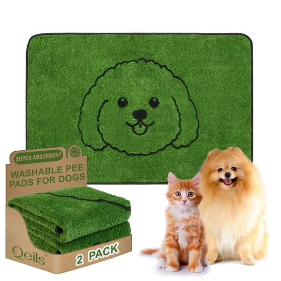 Alfombrillas reutilizables para cachorros Qeils, almohadillas lavables para pipí de perros, paquete de 2