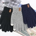thumbnail image 2 of Men's extra large knitted gloves men's winter warm fleece padded finger touch screen gloves wholesale, 2 of 5