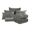 thumbnail image 7 of SONORO KATE Queen Comforter Set, 7 Pieces Bedding Sets for All Season, Bed in a Bag with Pleated Comforter - Flat Sheet & Fitted Sheet - Pillowcases & Shams, Gray, 7 of 7