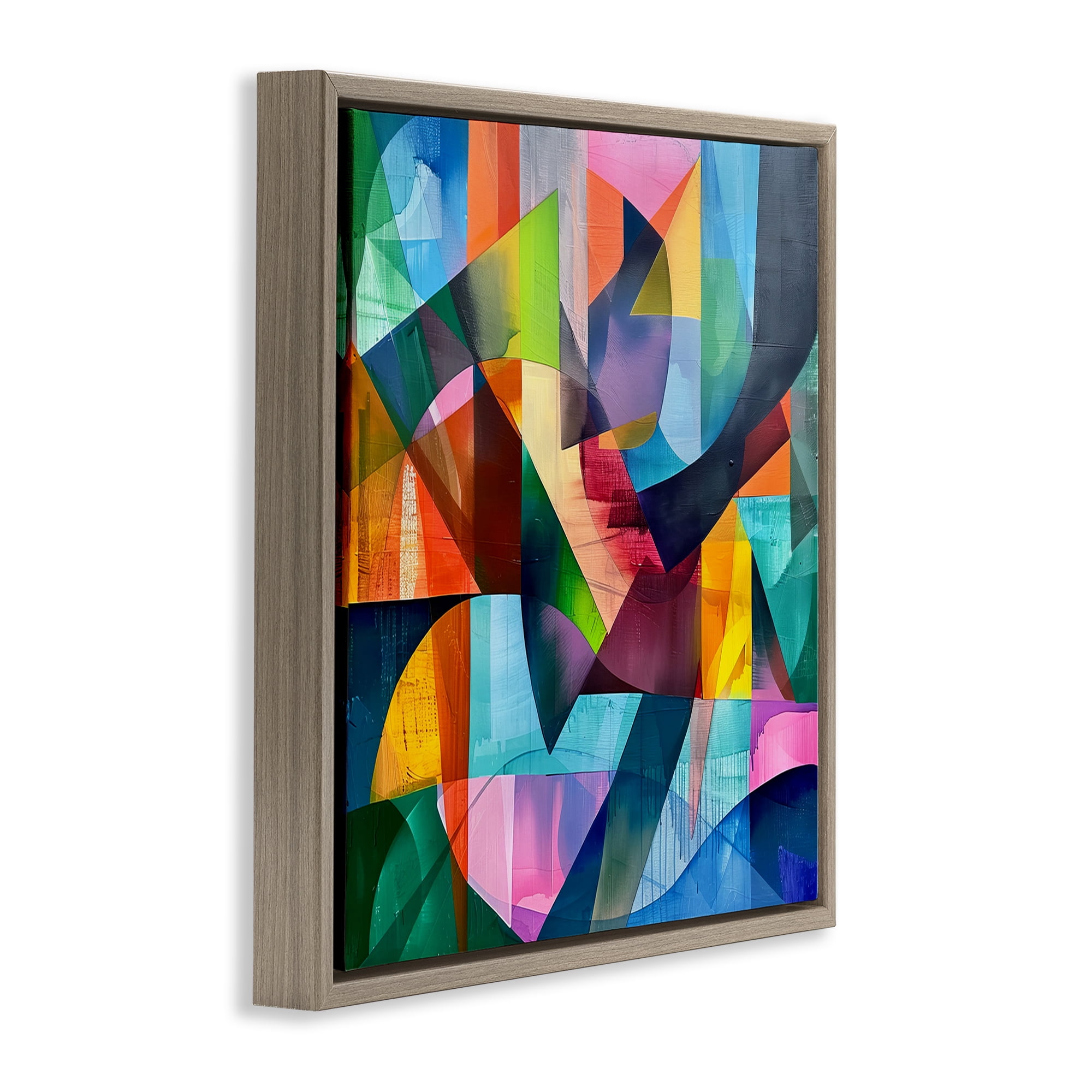 Stupell Industries Layered Luminous Shapes Abstract Painting Brown Floater Framed Canvas Art Print Wall Art, 18 x 18