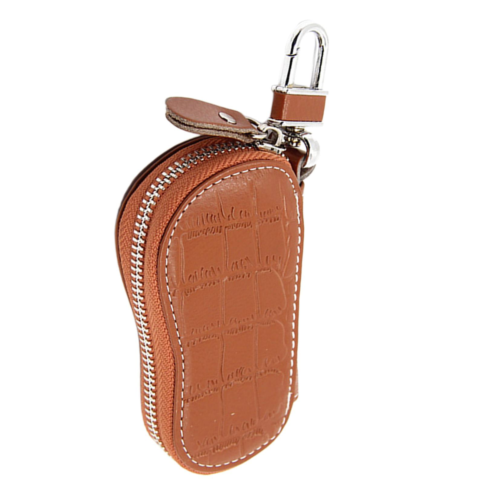 Brown Cowhide leather Car Key Holder Keychain Ring Case Bag Fit For Mazda Auto 
