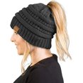 thumbnail image 1 of HSHDLDF Ponytail Messy Bun BeanieTail Women's Beanie Solid Ribbed Hat Cap, 1 of 7