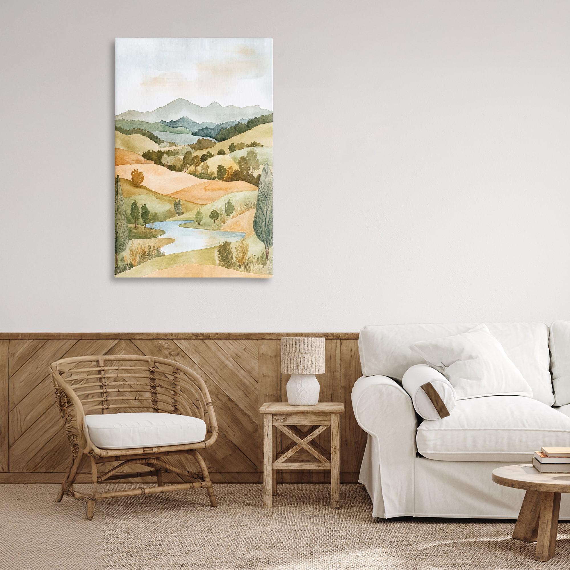 Stupell Industries Watercolor Hills & Tranquil Valley Canvas Wall Art, design by Petal Prints Design