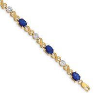 14k Yellow Gold Polished Lobster Claw Closure Diamond and Sapphire Bracelet - .21 dwt 4.00 cwt