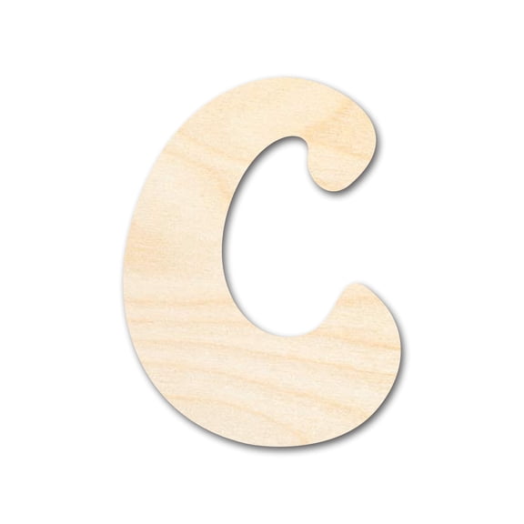 Unfinished Wood Groovy C Font Shape 42" / 3/4"