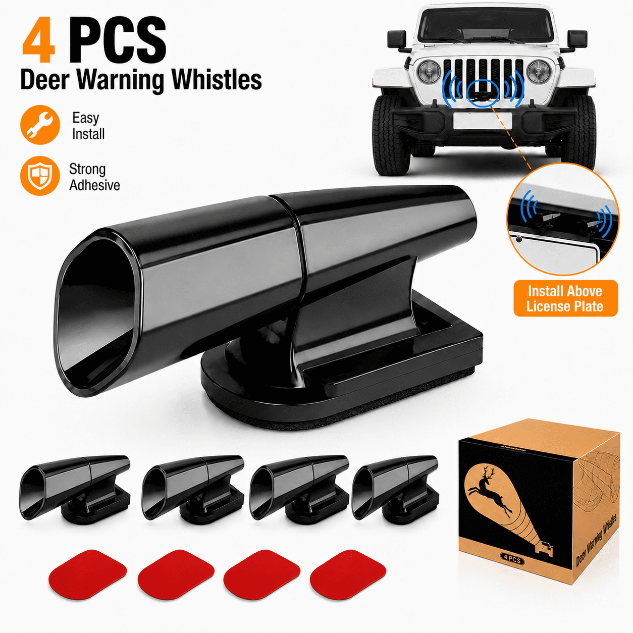 SIISLL 4PCS Deer Whistles Deer Warning Devices with Waterproof Adhesive Tapes for Car/Truck/Vehicle/Motorcycle