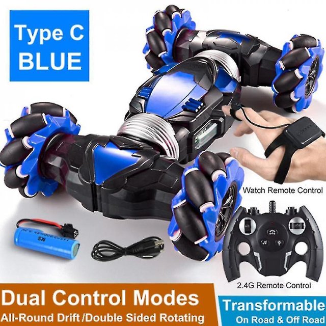 Control remoto Stunt Car Gesture Induction Twisting Off-Road Cars Light & Music / Blue / kaili Sencillez