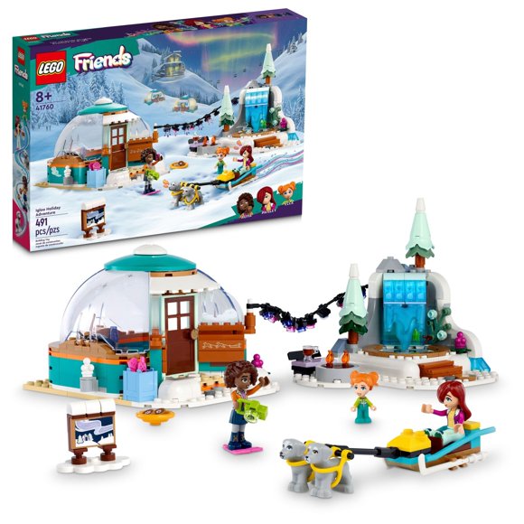 LEGO Friends Igloo Holiday Adventure 41760 Building Toy Set for Ages 8+, with 3 Dolls, 2 Dog Characters, A Winter Themed Gift for Kids 8-10 Who Love Snowy Adventures, Dog Sledding and P