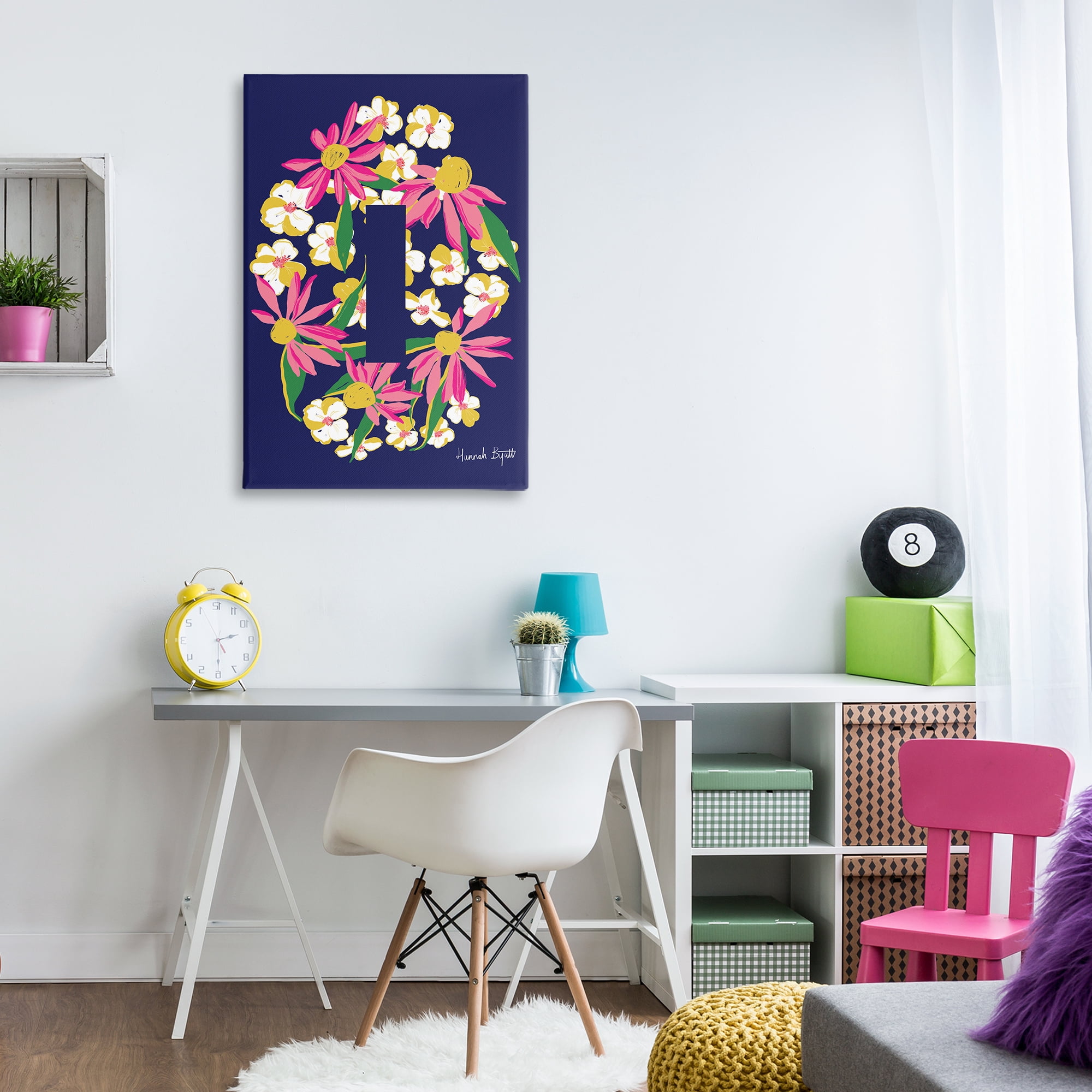 Stupell Industries Floral Bloom Letter I Botanical & Floral Painting Gallery Wrapped Canvas Art Print Wall Art, 24 x 36