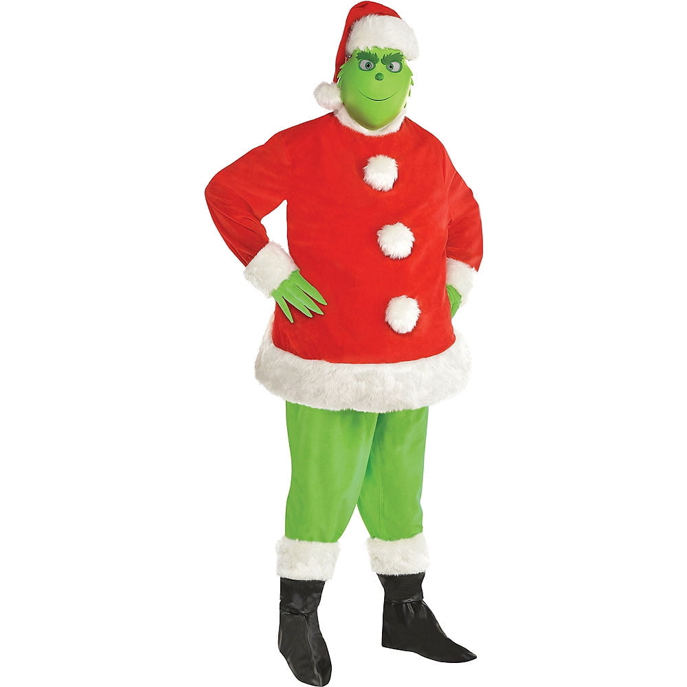 Dr. Seuss The Grinch Santa Adult Costume Mens PVC Mask Christmas Plus ...