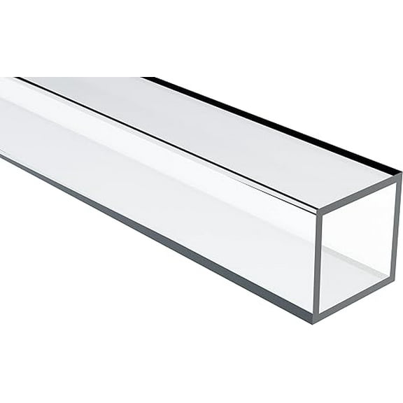 Acrylic Square Tube, Clear, 3/4" ID x 1" OD x 12" L - Pack of 4