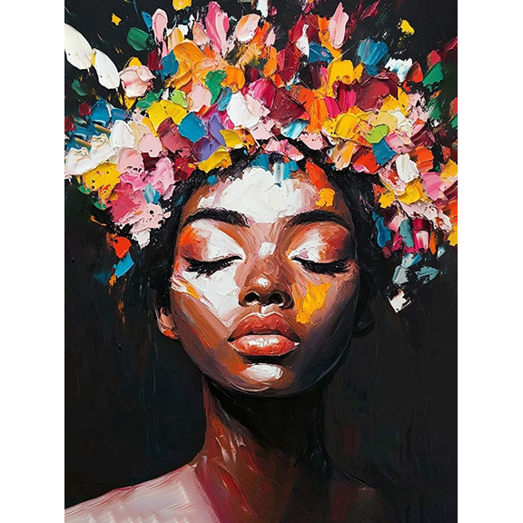 Abstract Colorful Woman Canvas Painting，Suitable for Living Room，Bedroom，Office，Bathroom，and Hallway Decoration.