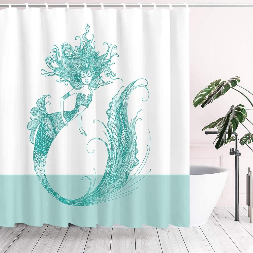 Bathroom Decor Mermaid Shower Curtain Green Mermaid Decor