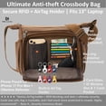 thumbnail image 3 of Crossbody Messenger Bag for iPad Pro 12.9 inches, Rfid Shoulder Purse w/Water Bottle Holders, 13 inch Laptop Briefcase, Built-in Wallet With AirTag Case Brown, 3 of 9