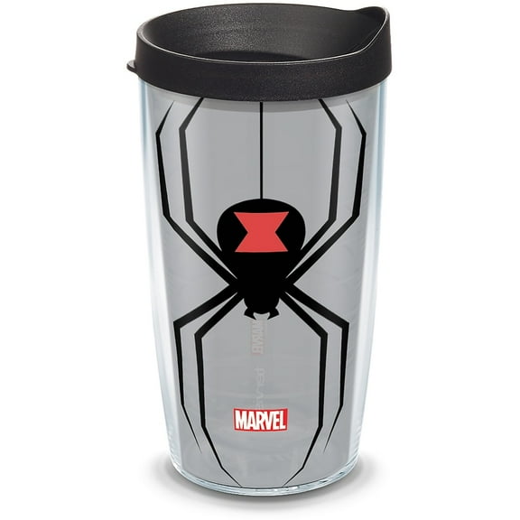 Tervis  Marvel Black Widow Made in USA Double Walled Insulated Travel Tumbler, Clear 16oz