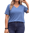 thumbnail image 2 of WellSize Plus Size Tops for Women Casual V Neck Blouses Dressy Lace Short Sleeve Shirts Summer Tunic Tops, 2 of 8