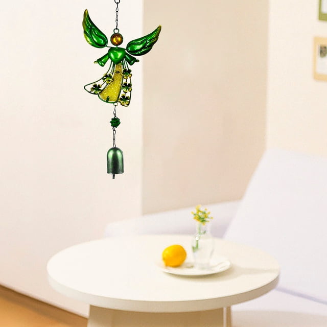 Campana de viento de hierro con adornos de cristal | Artesanía metálica para exteriores, ideal para patios, balcones y porches | Decoración colgante pintada para jardines y patios