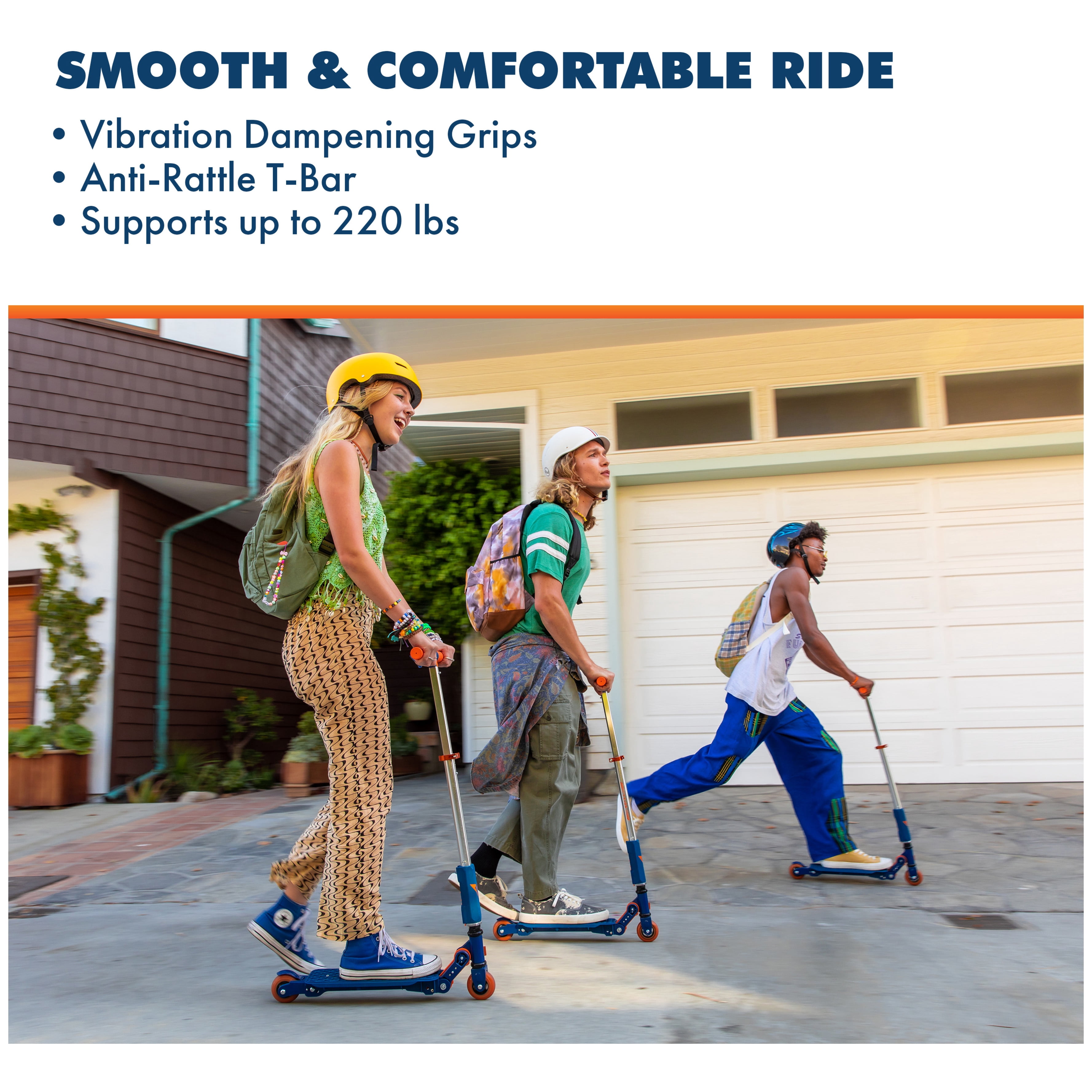 Valor Kick Scooter Toy, Light Foldable Scooter Kids with ABEC7 Wheel Bearing, Outdoor Toys for Kids Ages 8-12 and Up, Blue & Orange