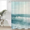 thumbnail image 2 of 72x78 Inch Shower Curtain Light Blue Coastal Bathroom Decor Waterproof Fabric Bathtub Bath Curtains Decorative Summer Beach Seaside Ocean Extra Long Shower Curtain Set with Hooks, 2 of 6
