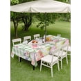 thumbnail image 3 of Outdoor Tablecloth with Umbrella Hole and Zipper, Easter Rectangle Table Cloth 54x80 Inch Waterproof Tablecloth, Spring Rabbit Feet Wildflowers Eggs Green Lattice Picnic Table Cover for Patio Camping, 3 of 7