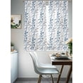 thumbnail image 4 of Navy Blue Grey Botanical Sheer Curtains 63 Inch Length 2 Panels Set Window Treatments, Spring Floral Summer Farmhouse Rod Pocket Semi Curtains for Living Room/Bedroom/Kitchen Décor, 104"W x 63"L, 4 of 7