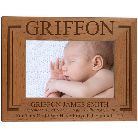 LifeSong Milestones Customized Engraved Horizontal Picture Frame for Baby Boy - For this Child, We prayed