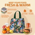 thumbnail image 5 of Pioneer Flower Floral Print Pattern Insulated Lunch Bag for Women & Adults,Large Portable Soft Cooler Lunch Bag,Thermal Food Storage Tote with Pearl Cotton,8.66L,8.75x5.75x9.5 Inch, 5 of 6