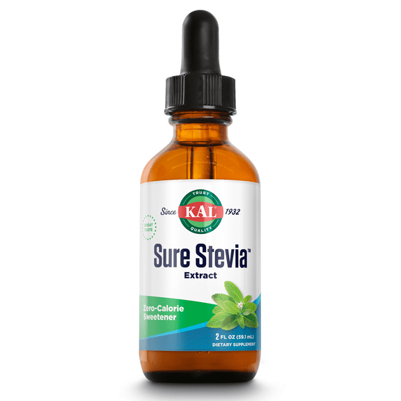 KAL Sure Stevia Extract Zero Calorie Sweetener, Low Carb, Plant Based Liquid Stevia Drops, Great Taste, Zero Sugar, Low Glycemic & Perfect for a Keto Diet, 60-Day Guarantee, Approx. 385 Servings, 2oz