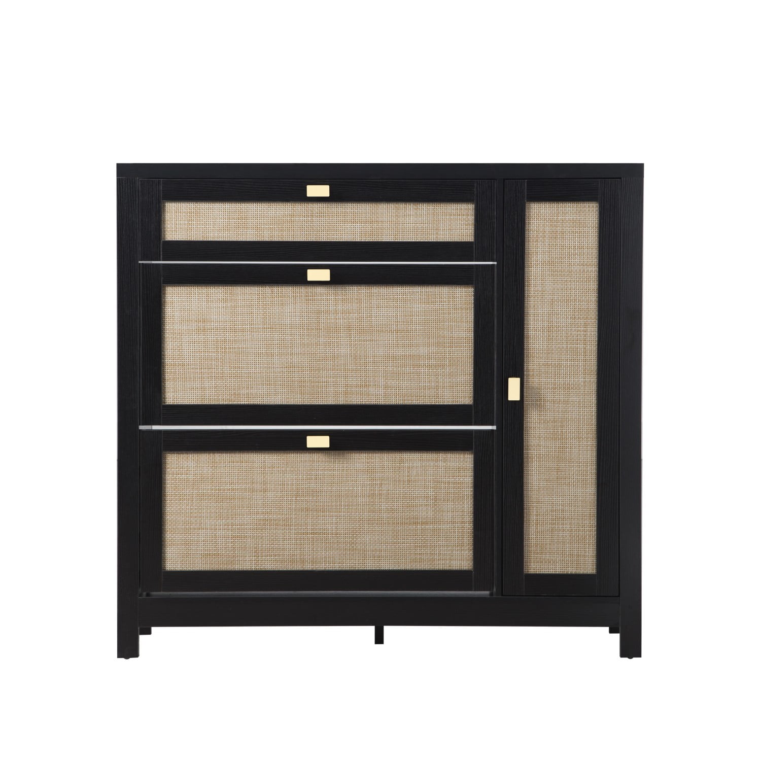Gewnee Storage Cabinet with 2 Flip drawers With Side Cabinet Entryway,Shoe Storage Cabinet Wooden Hidden Freestanding Shoe Rack Organizer for Hallway, Living Room