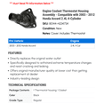 thumbnail image 2 of Engine Coolant Thermostat Housing Assembly - Compatible with 2003 - 2012 Honda Accord 2.4L 4-Cylinder 2004 2005 2006 2007 2008 2009 2010 2011, 2 of 2