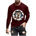 thumbnail image 3 of Visit the JURANMO Store Comfy T Shirts for Men Big and Tall Long Sleeve Casual Fall Tees Snowflake Print Crew Neck Tee Tops Christmas Clothes Wine XXXL, 3 of 6