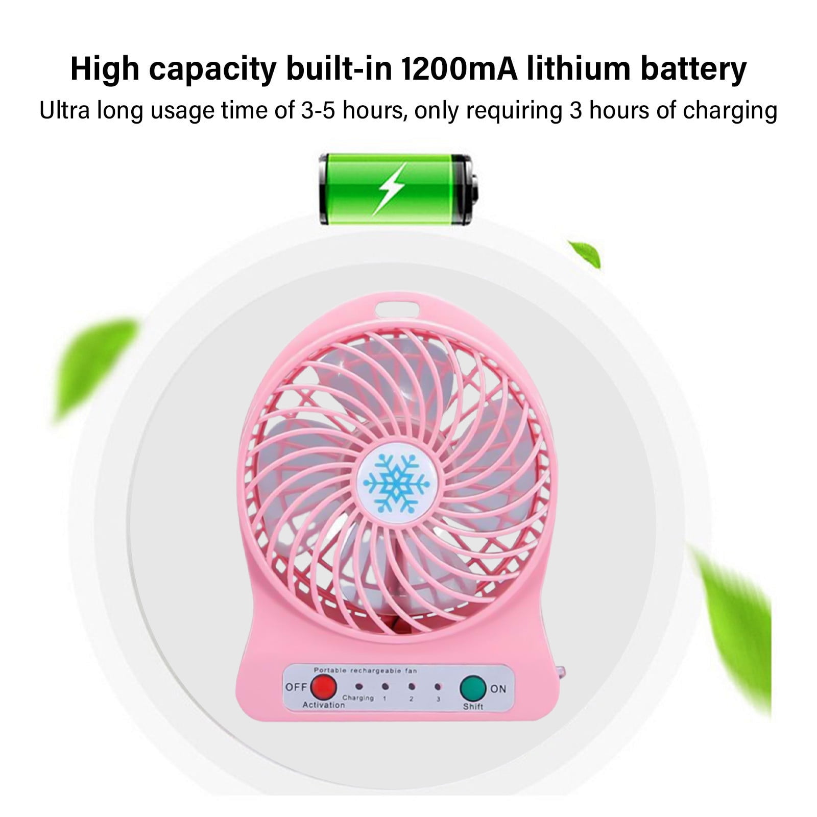 Anuirheih 3-Speed Portable Rechargeable Desktop Fan