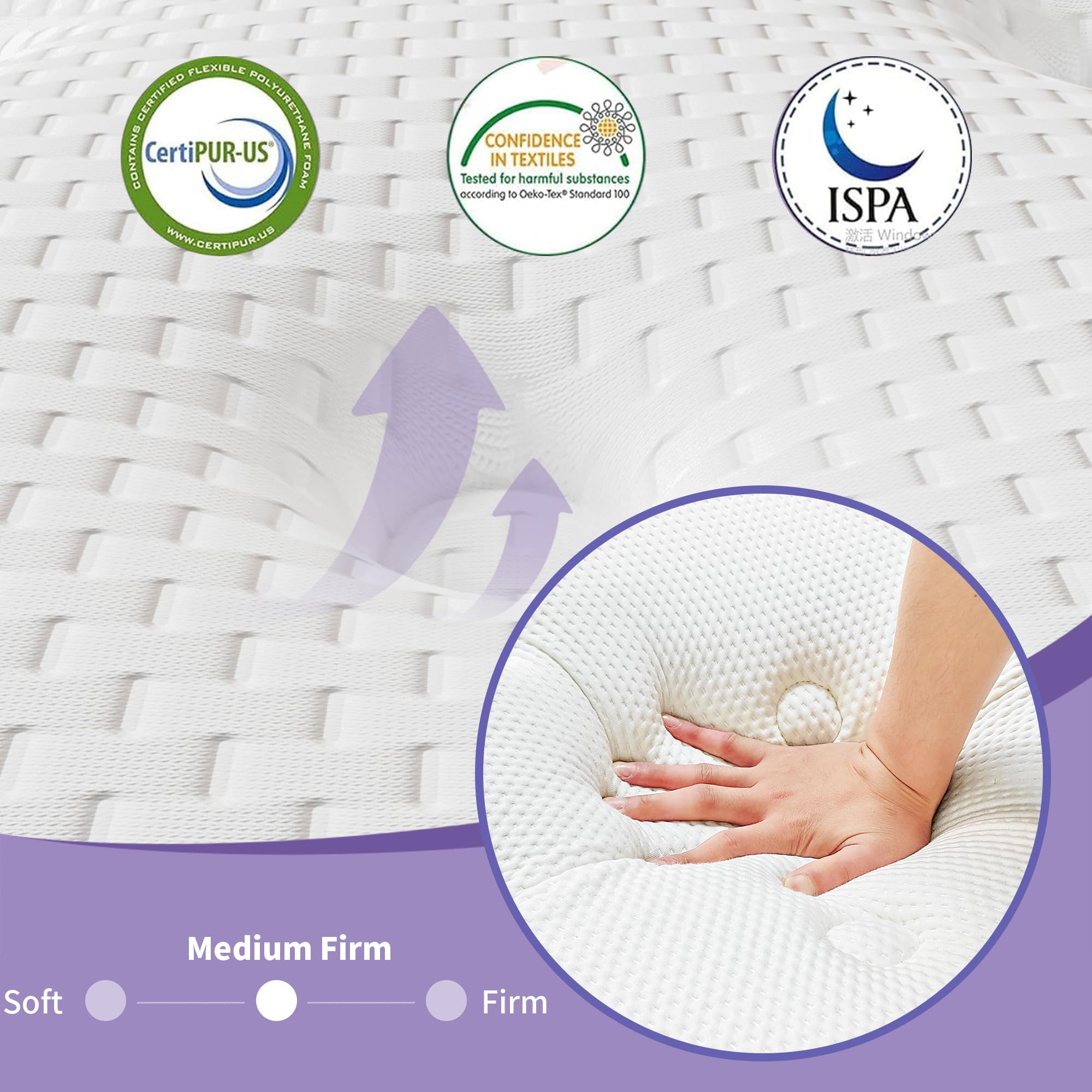 Anmiz 14 inch King Size Mattress, CertiPUR-US Certified Memory Foam Hybrid Mattress in a Box, Breathable Soft Knitted Fabric Cover, 5-Zone Coils Support, Medium Firm Feel, Pressure Relief