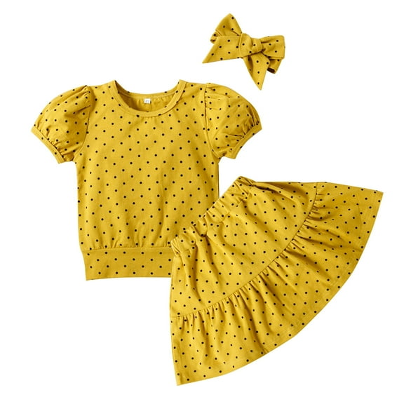 Dooleck Infant Toddler Baby Girl Clothes Polka Dot Printed Shirt Skirt Outfit Set