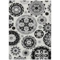 thumbnail image 2 of 8' X 10' Black Gray And Silver Floral Medallion Washable Indoor Outdoor Area Rug, 2 of 5