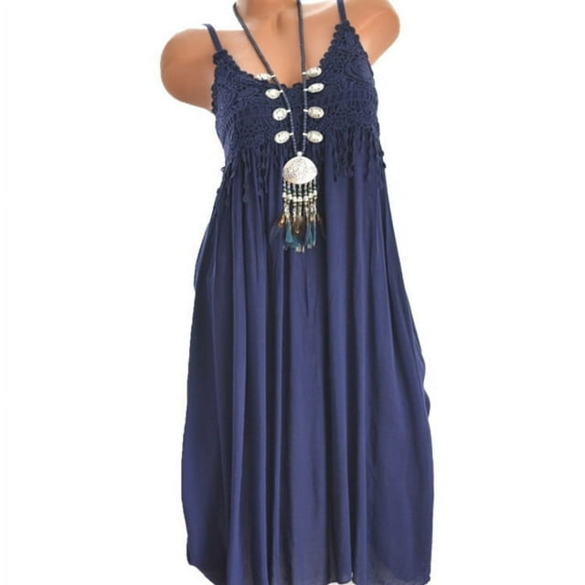 EGNMCR Robes de Fête pour Femmes Mode pour Femmes Sans Manches Été à Franges Coton Mode Robe Longue