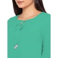 thumbnail image 4 of eloria Women's Midi Dress Bell Sleeve Key Hole Tie Neck Summer Dress Size: S | Color: Sea Green, 4 of 5