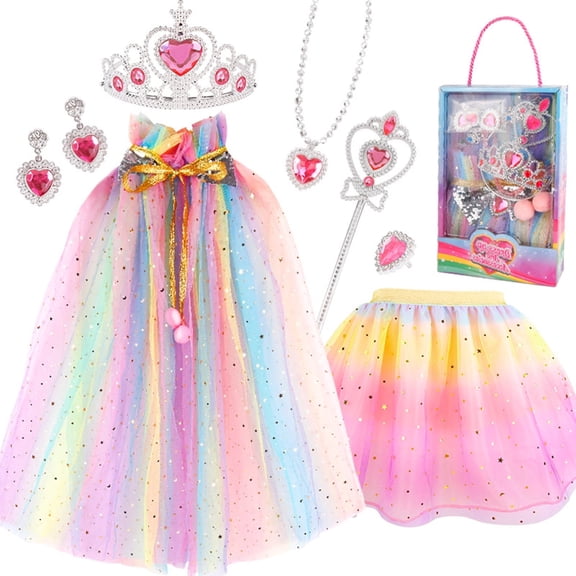 Princess Dress Up Clothes Cape Skirt Toys,Easter Birthday Gift for 3-12Y