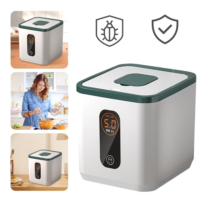 Dispensador Arroz 5KG Contenedor Almacenamiento A Prueba Humedad para Pasta Azúcar Y Arroz (verde)