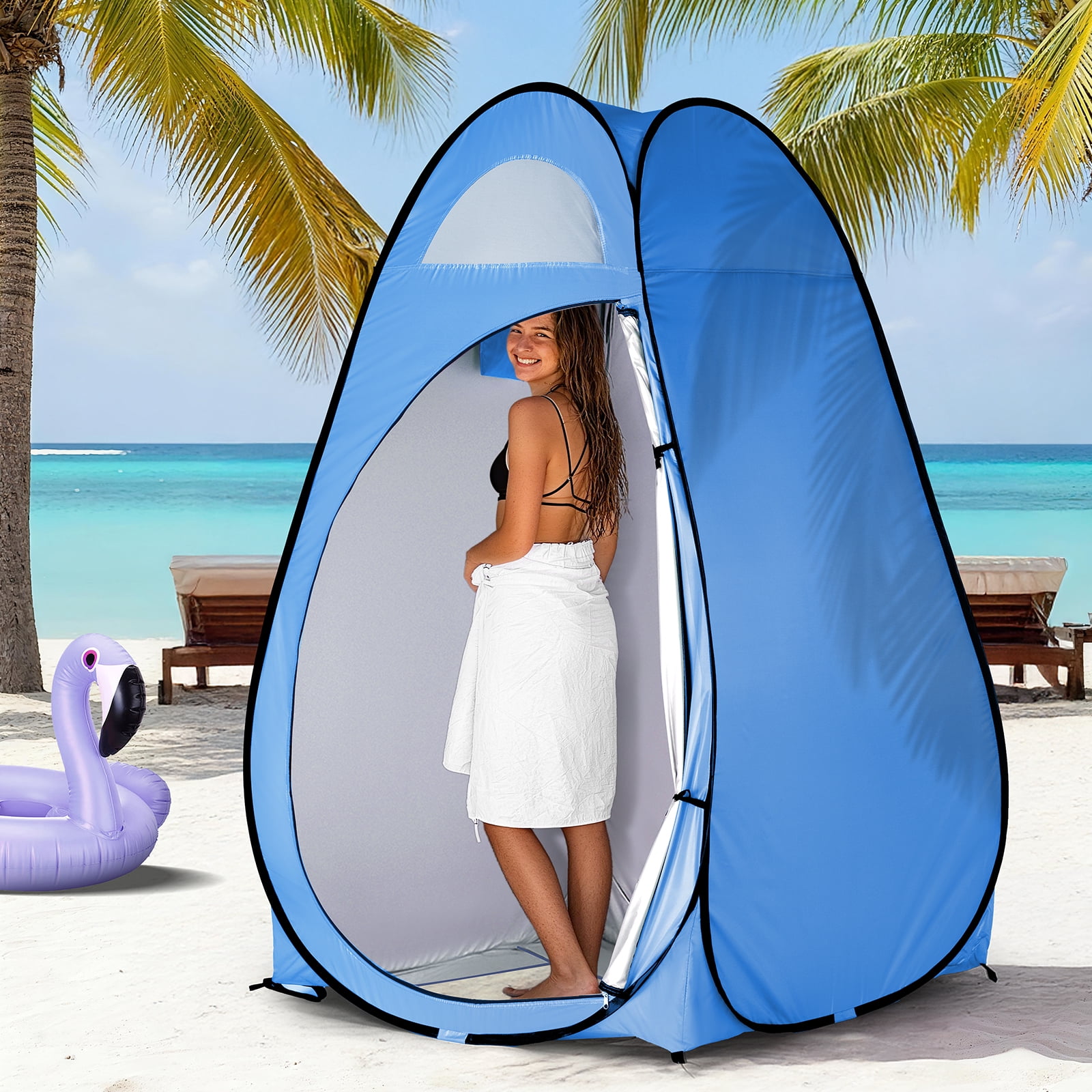 Ktaxon Camping Shower Tent, Portable Pop Up Changing Tent, Waterproof Dressing Room Privacy Tent for Camping Beach, Blue